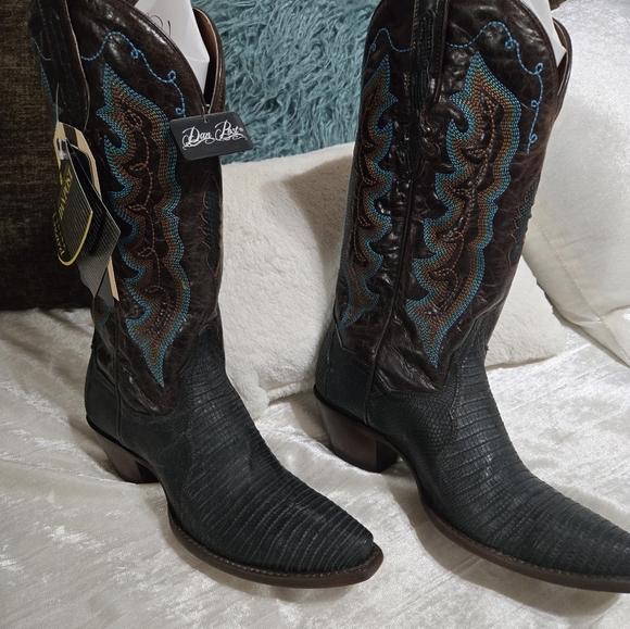 Dan Post Drifter Lizard Boot Women’s Blue/Brown US 8 BRAND NEW NEVER WORN!! - Picture 7 of 10